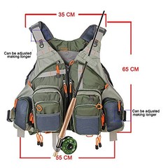 Fly Fishing Vest Pack Adjustable for Men and Women Army Green
